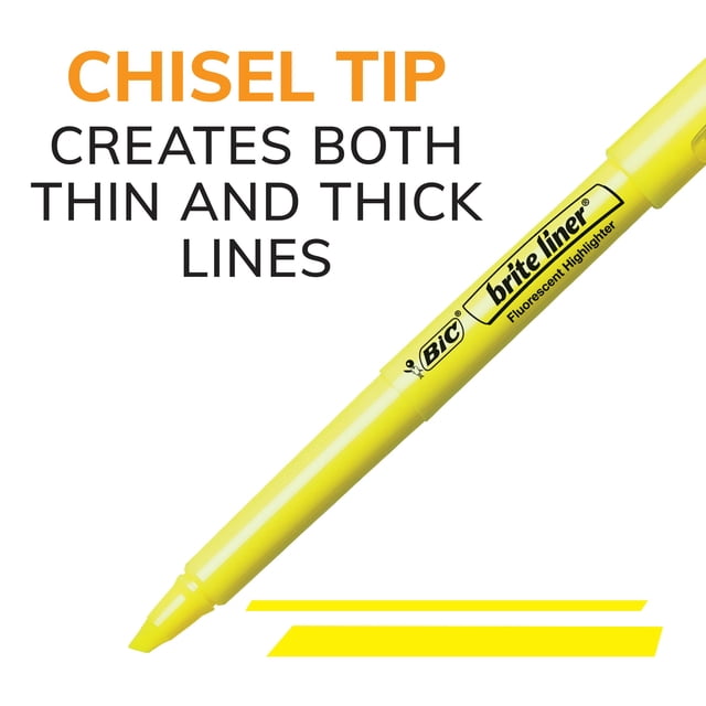 BIC Brite Liner Highlighters, Chisel Tip, 12-Count Pack of Blue Highlighters, Ideal Highlighter Set for Organizing and Coloring