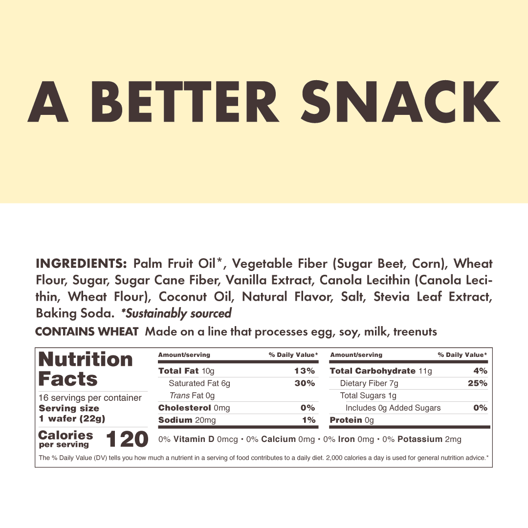 Rip Van Vanilla Keto Wafer Cookies, Non-GMO, Vegan, Low-Sugar (2g), Low-Carb, Baked Snack, 16 Count