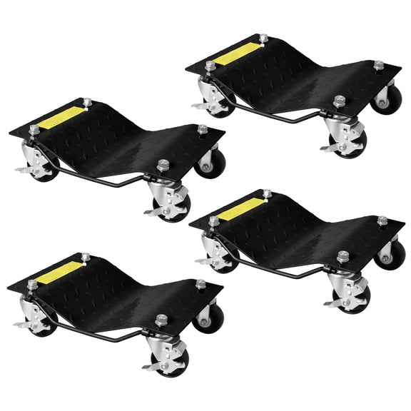 4Pcs 6000LBS Vehicle Wheel Dolly, Portable Heavy Duty Mover Cart, Universal Skate for Car Motorcycle Trailer Movement, Black