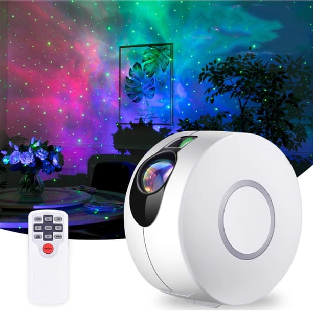 Proyector de luz nocturna LED, 2 en 1, con cielo estrellado y control remoto, 8 modos de iluminación, portátil, ideal para fiestas y festivales (blanco)