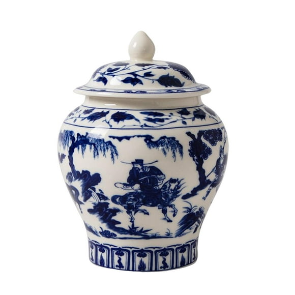 Pot de Gingembre Traditionnel en Céramique avec Couvercle Pot de Gingembre Asiatique pour le Style de Comptoir à la Maison