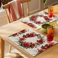 thumbnail image 4 of Placemat Set of 6 Red Rose Wreath Placemats for Dining Table Retro Flowers Washable Table Mats for Kitchen and Party Decor Indoor & Outdoor Use, 4 of 8