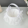 thumbnail image 6 of Western Lace Flower Girl Basket White Bow Wedding Decoration Portable Petal Basket for Bridal Ceremony Christening Photo Props, 6 of 6
