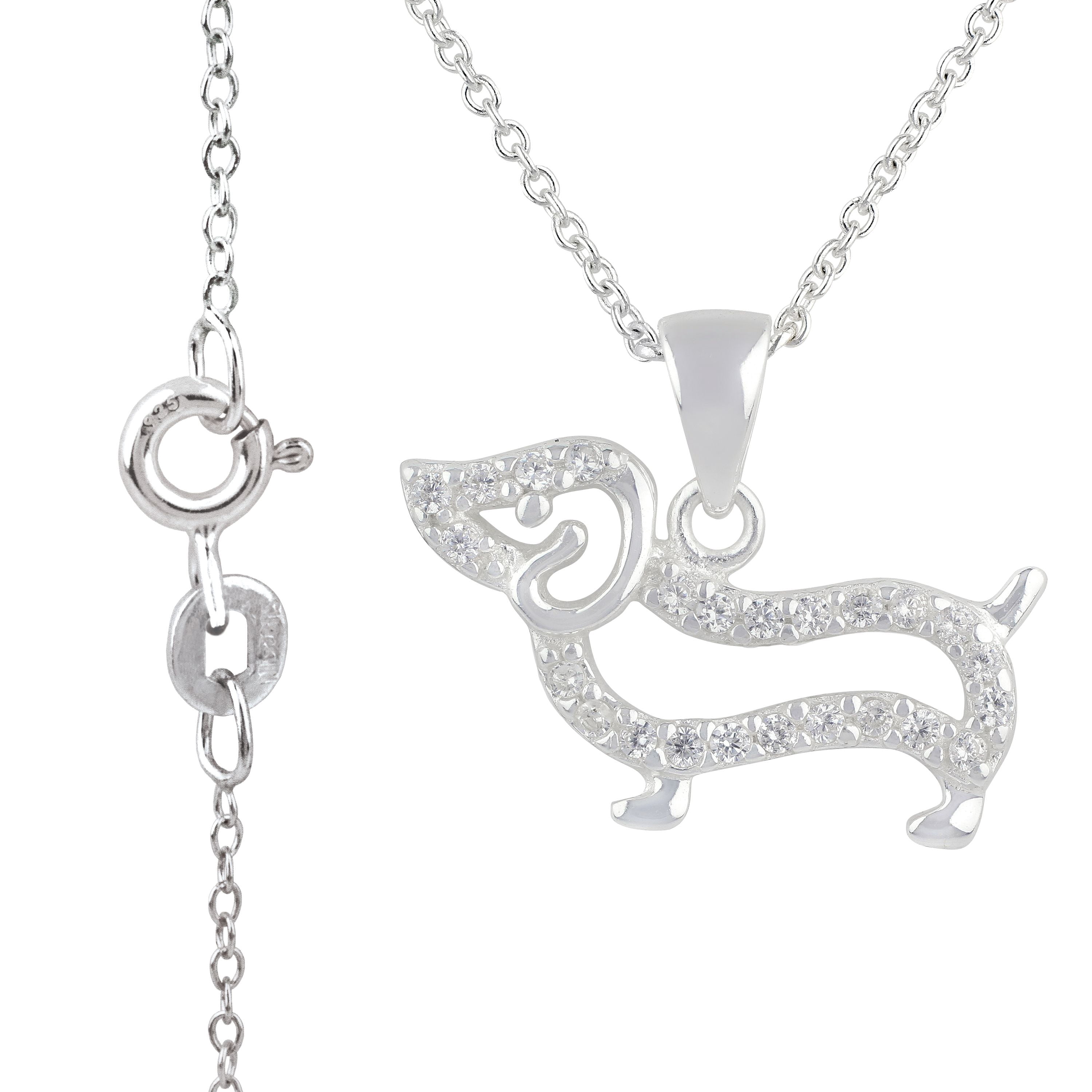 Brilliance Fine Jewelry Simulated Diamond Sterling Silver Dog Pendant