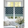 thumbnail image 4 of Dark Blue Flowers Sheer Curtains 45 Inch Length 2 Panels Set Window Treatments, Vintage Rustic Abstract Floral Aesthetic Rod Pocket Semi Curtains for Living Room/Bedroom/Kitchen Décor, 104"W x 45"L, 4 of 7