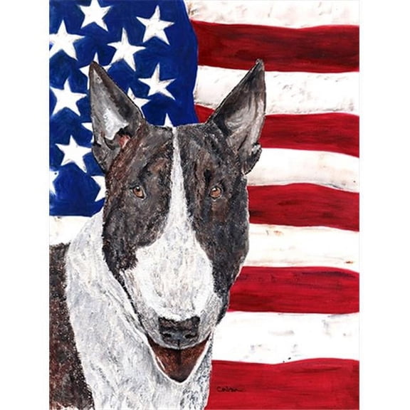 Bull Terrier USA American Flag Flag Garden Size