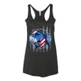 thumbnail image 2 of Wild Bobby Great White Shark USA Since 1776 Women Tri-Blend Racerback Tank Top, 2 of 6