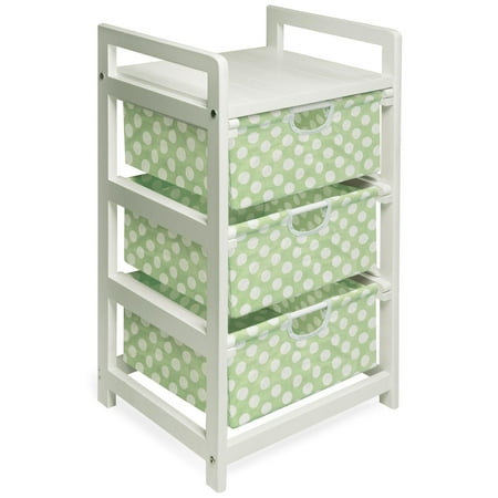 - Badger Basket White 3-Drawer Hamper/Storage Unit, Sage Polka Dots