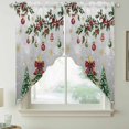 thumbnail image 2 of Christmas Tree Swag Curtains for Kitchen/Bedroom/Living Room, Grey Retro Winter Ball Berry Snowflakes Scalloped Curtains 63 Inch Long, Window Swag Topper Curtains Valances 2 Panels Set 36"x63", 2 of 8