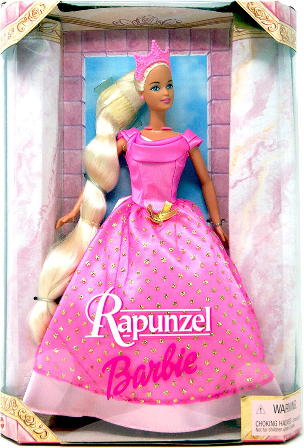 Barbie Rapunzel Pink Gown with Gold Glitter Pink Crown