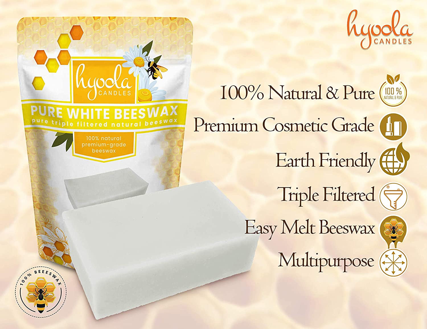 Filtered 100% Pure Beeswax Block