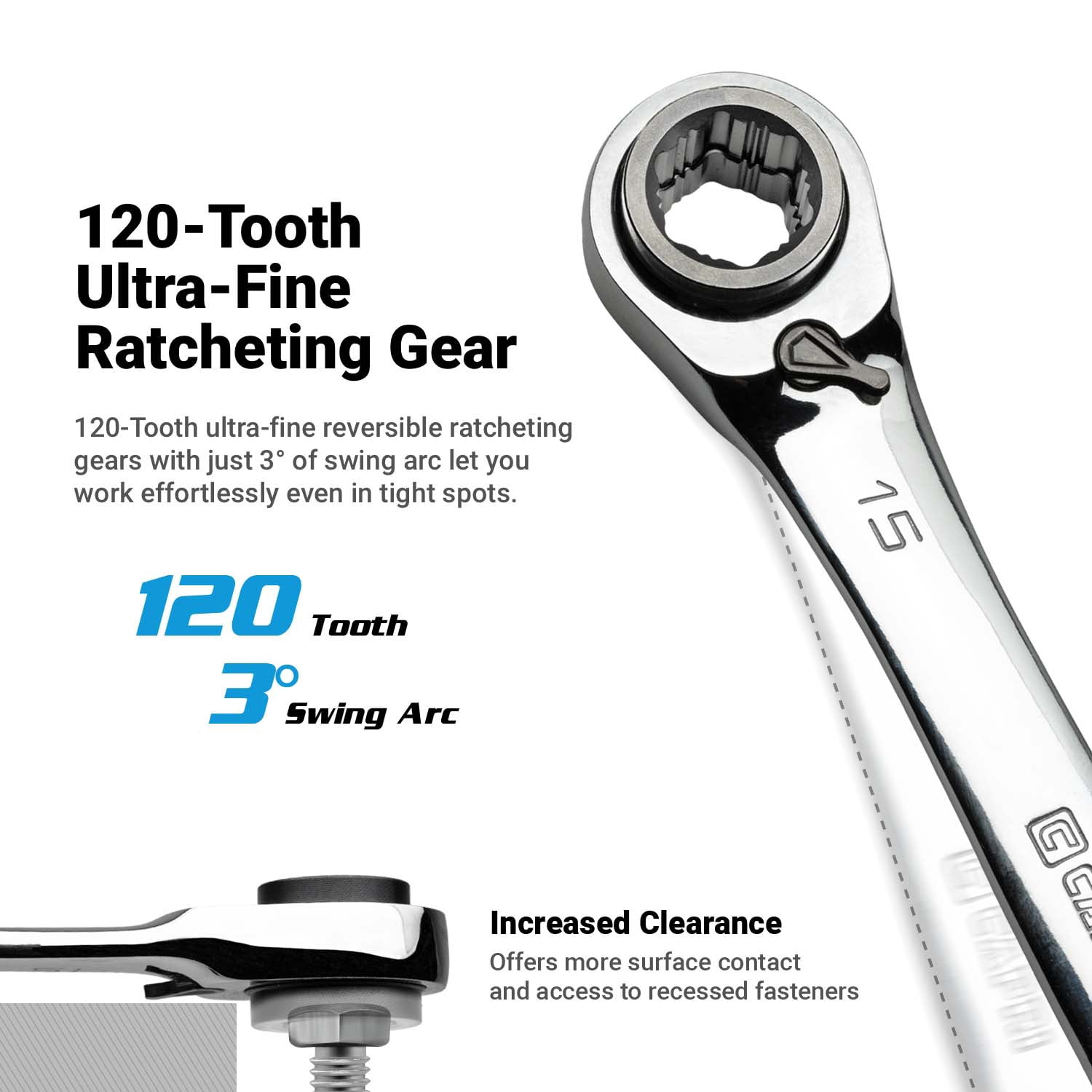 Capri Tools 4-in-1 120-Tooth Box End Reversible Ratcheting Wrench Set, Metric and SAE, 4-Piece with 16 Sizes
