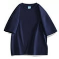 thumbnail image 2 of AHTJRT Men's Basic Loose Fit Baggy Oversized Cotton Tshirt Tops Dark Blue L, 2 of 7
