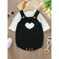 thumbnail image 5 of Infant Baby Knitting Romper Heart Print Sleeveless Romper Overall Sweater for Boys Girls, 5 of 9