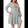 thumbnail image 2 of Vestido Casual de Mujer de Talla Grande con Cuello Cuadrado, Larga y Canalé. Gris XXL, 2 of 10