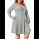 thumbnail image 2 of Vestido Casual de Mujer de Talla Grande con Cuello Cuadrado, Larga y Canalé. Gris XXXL, 2 of 10