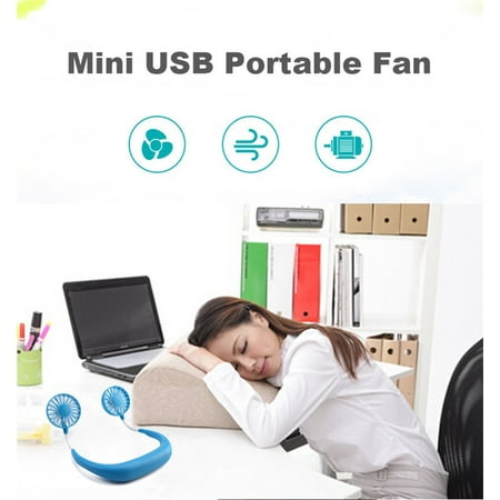 

TanChengg Portable USB Rechargeable Neckband Lazy Neck Hanging Style Dual Cooling Fan