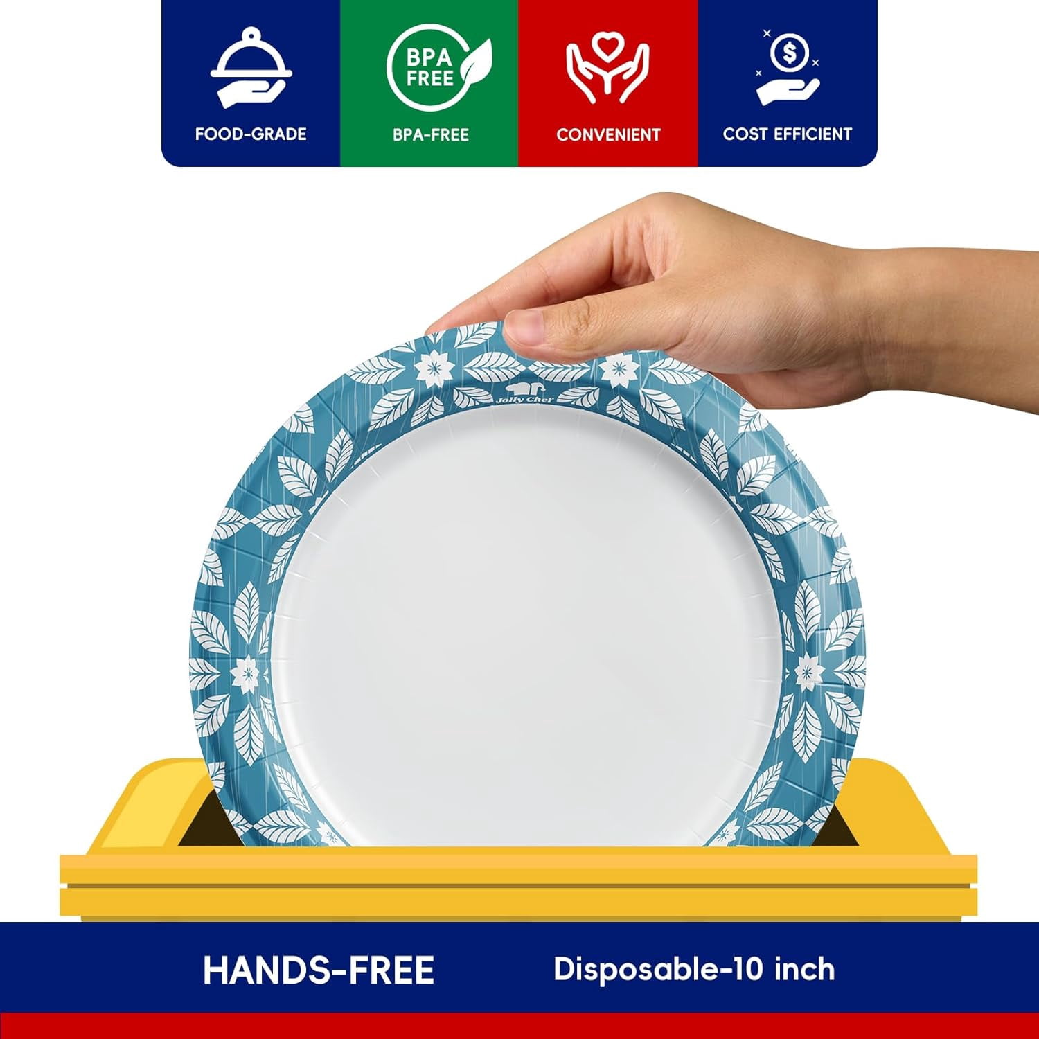 10 inch 140 Pack Disposable Paper Plates Heavy Duty Printed Paper Plates for Everyday Use, Soak Proof, Cut Proof