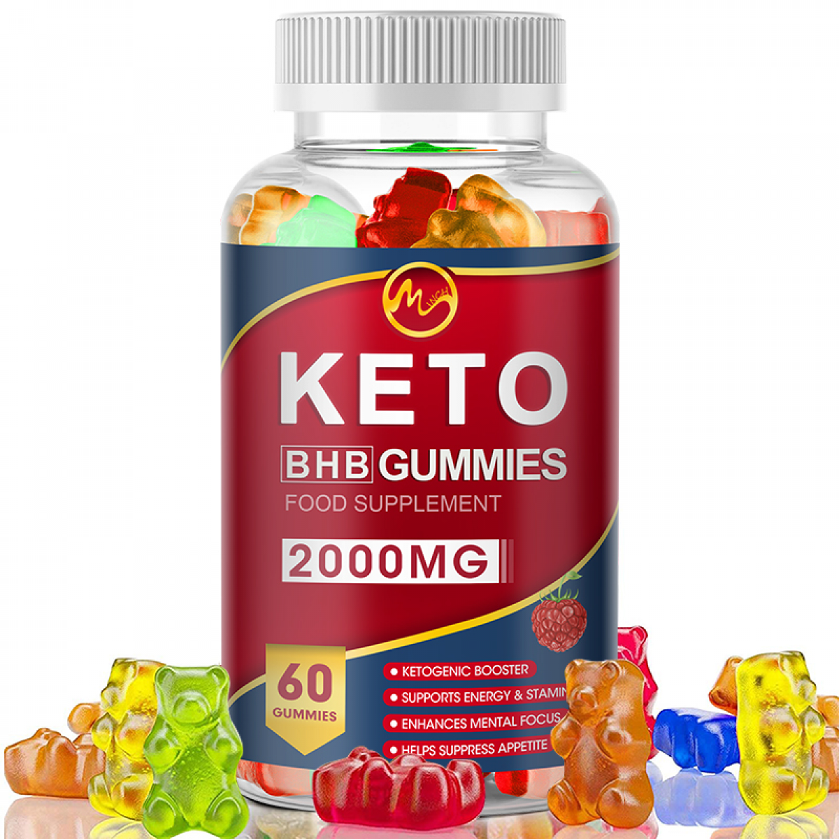 Minch Keto Gummies with MCT Oil, Weight Loss Supplement, 2000 mg 60