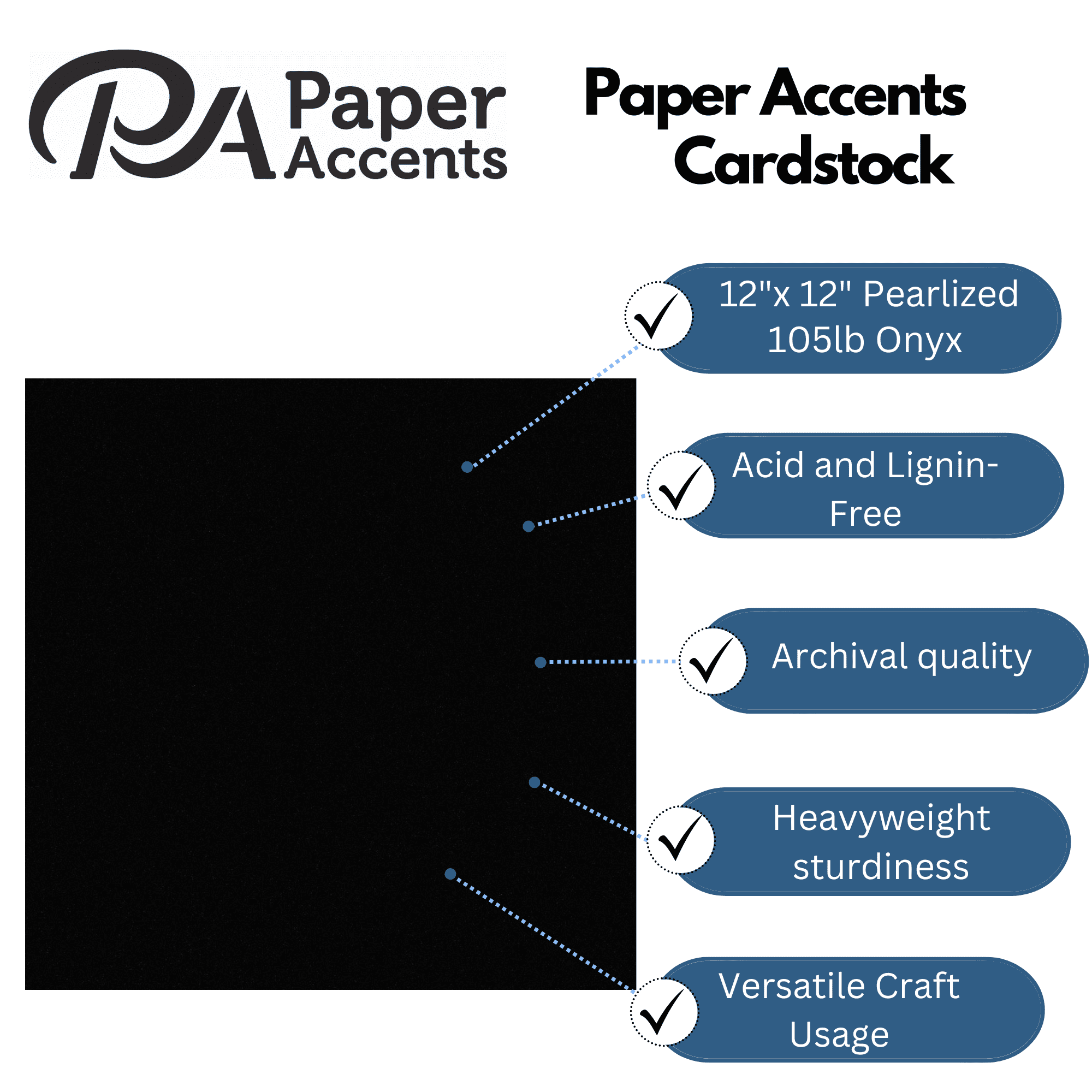 PA Paper Accents Pearlized Cardstock 12" x 12" Onyx, 105lb colored cardstock paper for card making, scrapbooking, printing, quilling and crafts, 25 piece pack