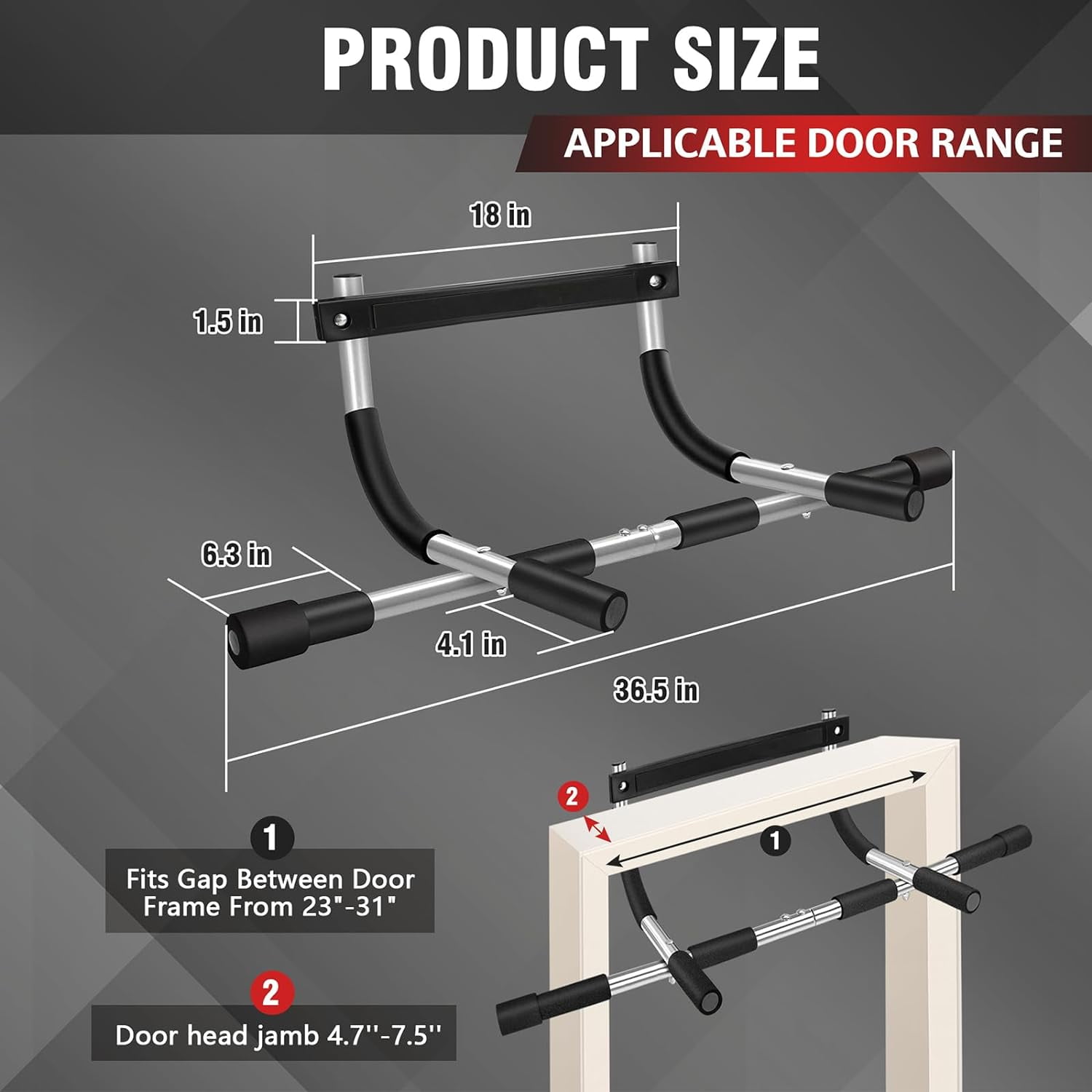 Upgrade Pull Up Bar for Doorway - Max Capacity 440 lbs, Portable Upper Body Workout Bar for Strength Training