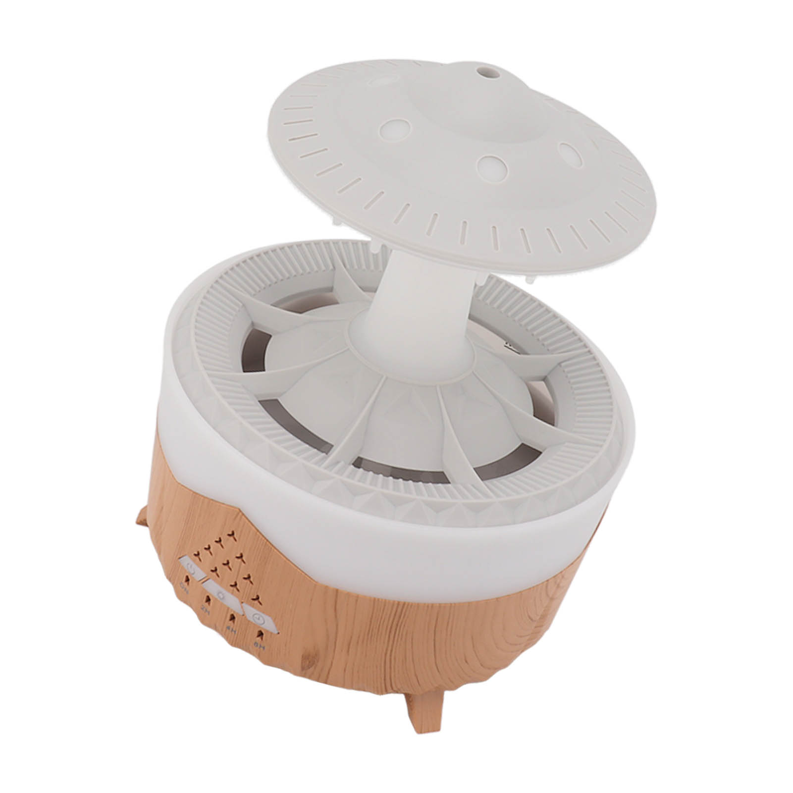 UFO Raindrop Humidifier with Colorful Lights Remote Control Timing 100‑240V Wood Grain US Plug
