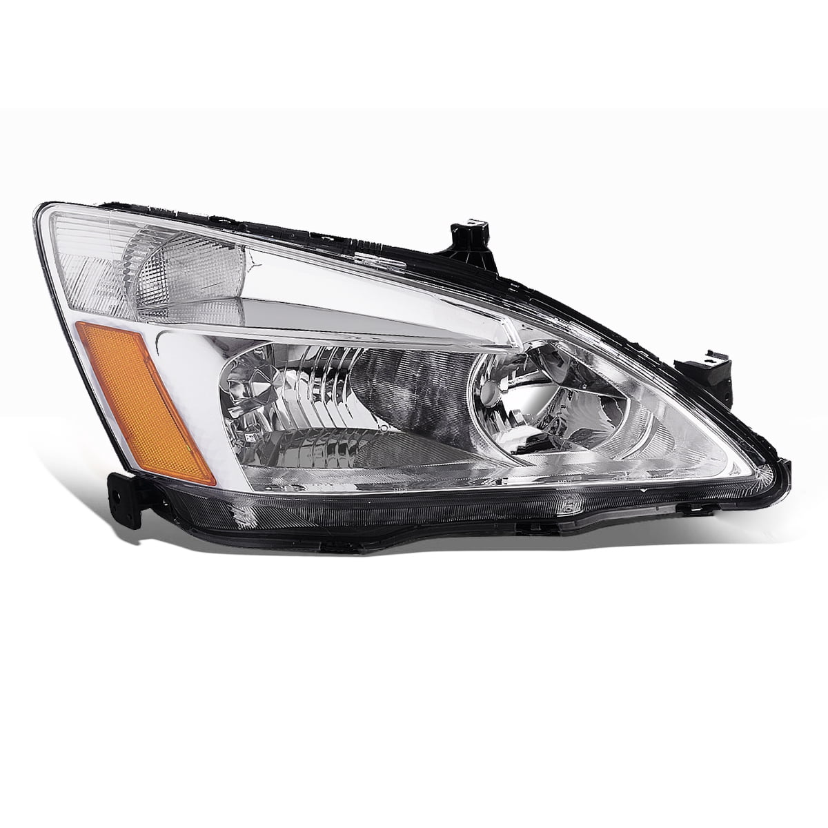 RVNI Chrome Housing Headlights Amber Signal for 2003-2007 Honda Accord LH+RH Headlamp