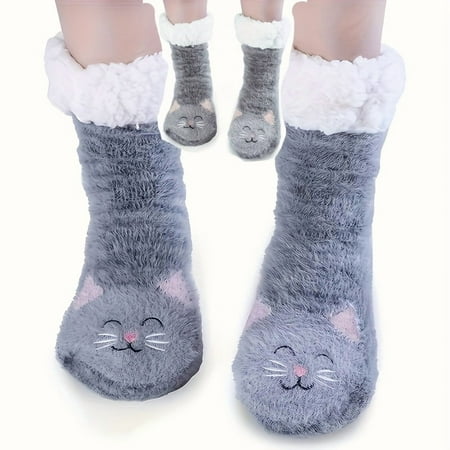Comfortable wool socks for both men and women – soft and warm winter socks with a cute cat pattern non-slip and comfortable making them the perfect gift for your husband mother or aunt.