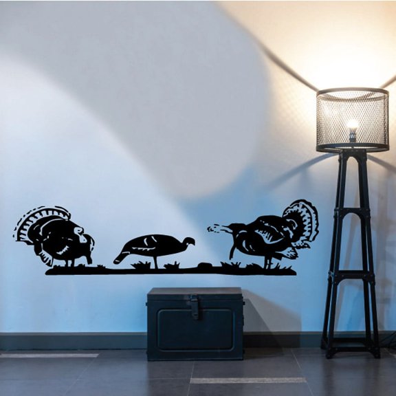 Turkeys Grazing in Field Decal - 36 Inches