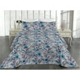 thumbnail image 2 of Ambesonne Floral Design Quilted Bedspread Set 3 Pcs, Dreamy Vintage Flower, King, Sea Blue Pale Eggplant, 2 of 4