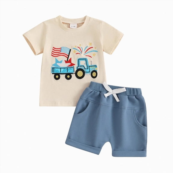 KPOPLK Toddler Infant Baby Boys Summer Outfits 3 6 9 12 18 24 Months 2 3 T Boy Shorts Set 2Pcs Spring Clothes Suit(2-3 Years,Blue)