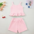 thumbnail image 5 of NIEWTR Toddler Baby Girl Clothes Fly Sleeve Tops Shorts Cute Summer Spring Outfits Infant Clothing Set (Pink,12-18 Months), 5 of 8