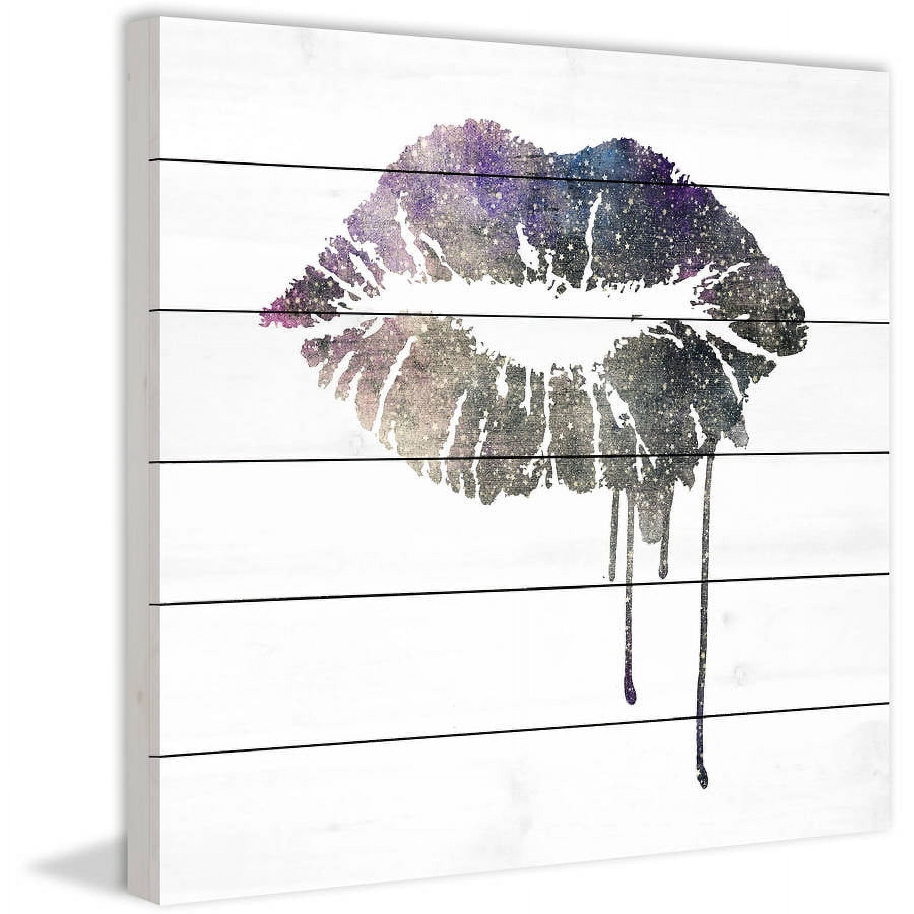 "Lips Dripping" by Diana Alcala Painting Print on White Wood