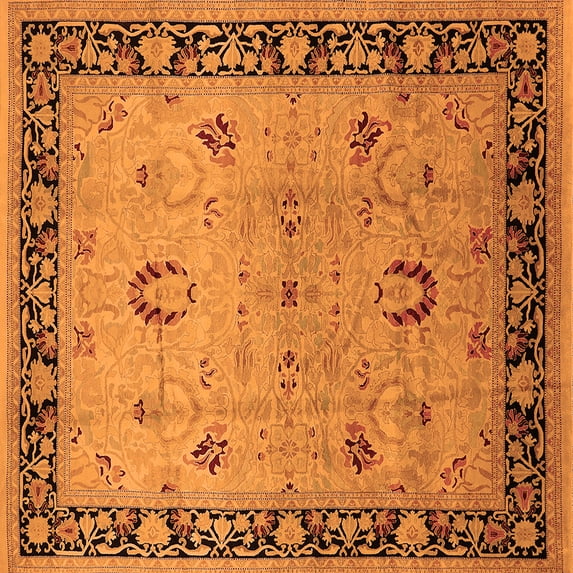 Ahgly Company Indoor Square Oriental Orange Industrial Area Rugs, 5' Square