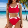 thumbnail image 2 of Yindaity Black Swimsuits for Women Women 2 Piece Bikini Set High Waisted Color Block Swimsuit 2025 Summer Beach Scrunch Ribbed Bathing Suit (RD1,XL), 2 of 6