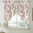 thumbnail image 2 of Floral Boho Swag Curtains for Kitchen/Bedroom/Living Room, Vintage Country Brown Pesley Flowers Scalloped Curtains 63 Inch Long, Rod Pocket Window Swag Topper Curtains Valances 2 Panels Set 36"x63", 2 of 8