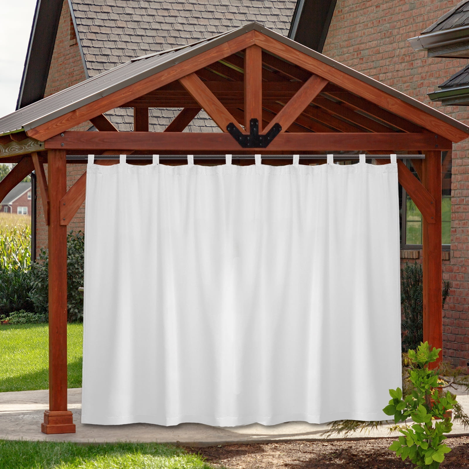 Dencho Solid Detachable Sticky Tab Top Outdoor Curtain Single Panel Latitude Run Size per Panel: 80 W x 96 L, Curtain Color: Beige