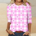 thumbnail image 2 of MSJUHEG Chemise de la Saint-Valentin Chemises de la Saint-Valentin Hauts du Nouvel An pour Femmes Chemises Imprimées Cœur pour Femmes Manches 3/4 Col Rond T-Shirts Graphiques Hauts de Vacances Rouge Pastèque TTG, 2 of 5