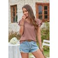 thumbnail image 3 of ROYAL MATRIX Womens Tshirts Loose Fit Crew Neck Ruffle Sleeve Summer Casual Tops (Cameo Brown, XL), 3 of 4