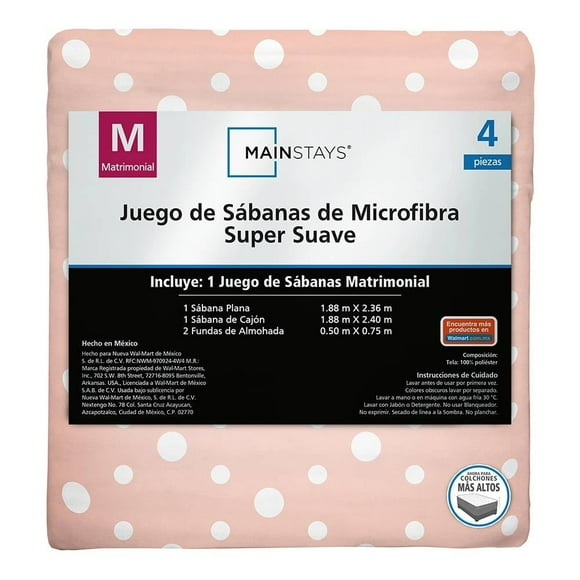 Juego De Sábanas Mainstays Matrimonial Dots Blush