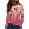 thumbnail image 3 of Lumtrix Valentine Shirts for Women Love Heart T Shirt Long Sleeve Valentines Gift Shirt Casual Crew Neck Tee Plus Size Side Split Tops Hot Pink L, 3 of 7