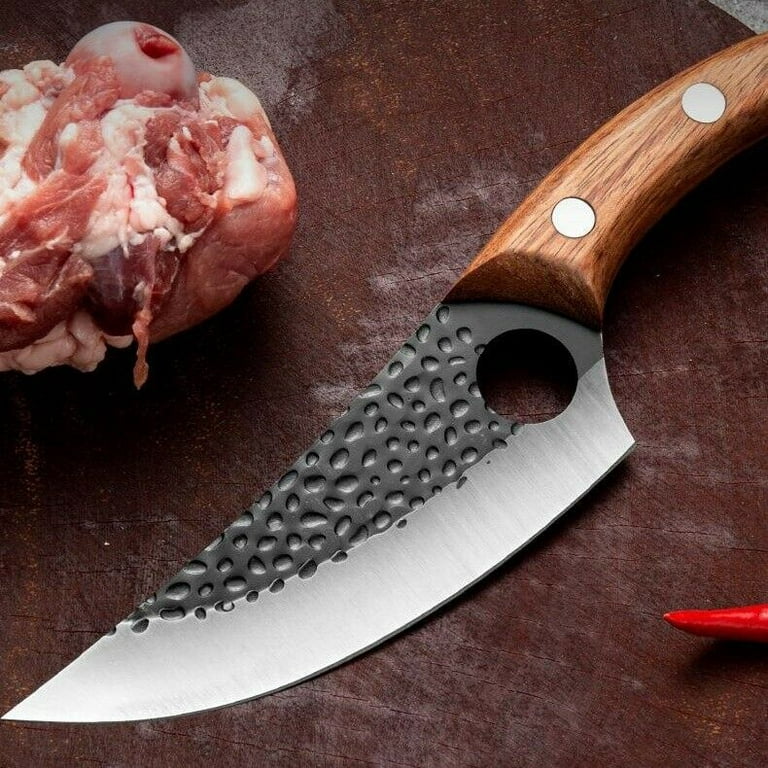 HAND FORGED CARBON Steel Blade Multipurpose Meat Vegetable Cleaver Knife