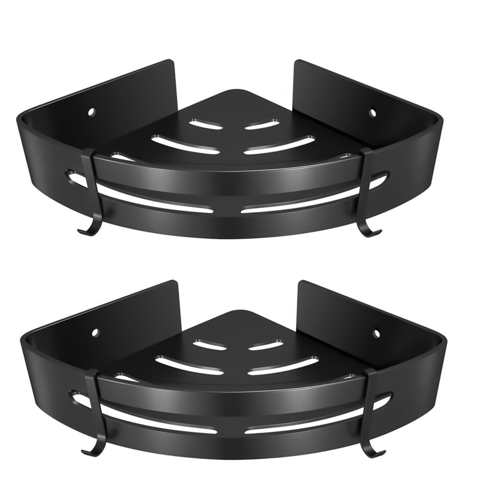 EXHUMKY 2-Pack Black Metal Corner Wall Shelves, Space-Saving Bathroom and Shower Storage Organizer for Home