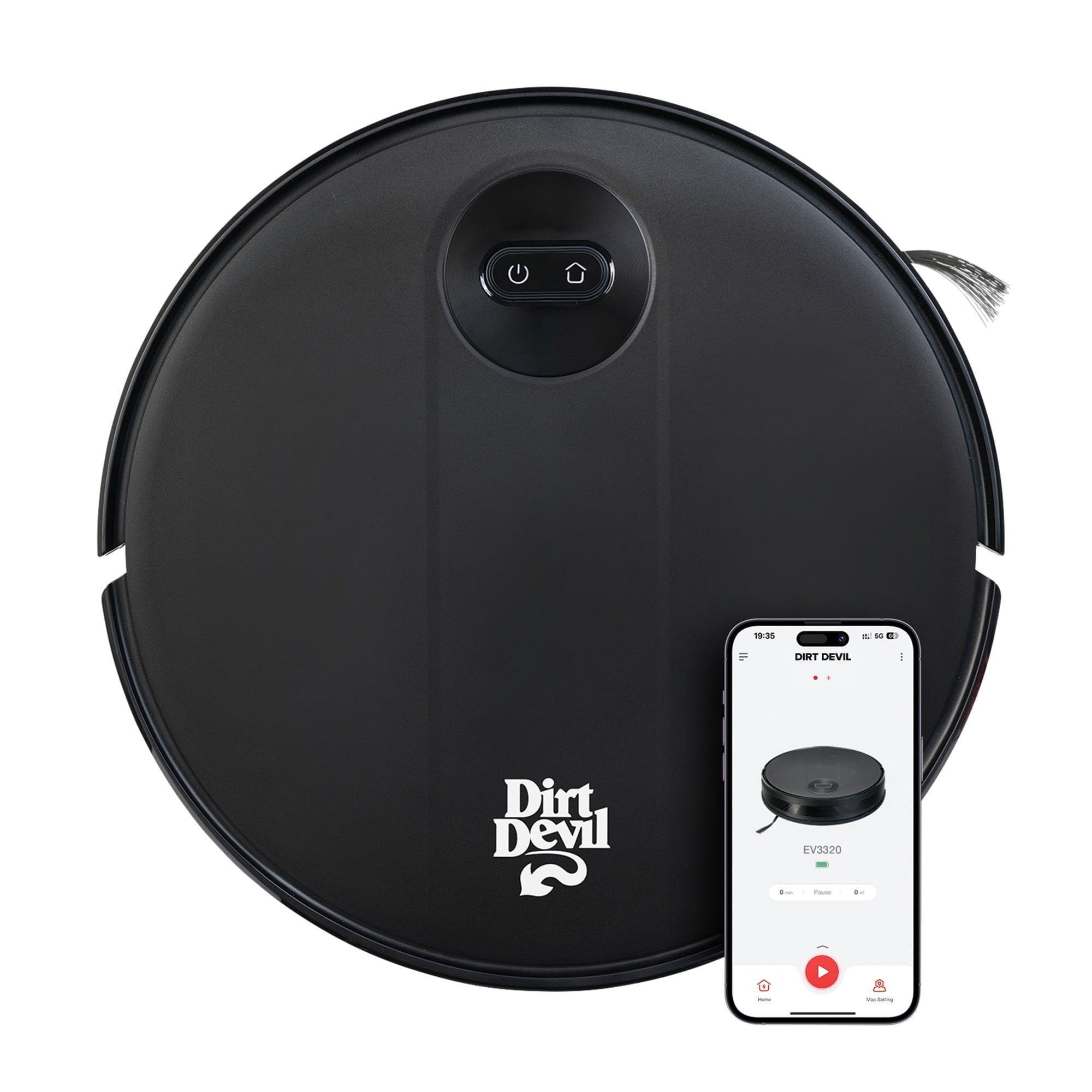 Dirt Devil Robot Vacuum Cleaner with Gyroscope Zig Zag Navigation, Wi-Fi App Control, 110 Min Runtime, Ideal for Hard Floors and Area Rugs, Model EV3320