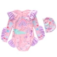 thumbnail image 3 of Tiijoy Toddler Girls Swimsuit UPF 50+ Cartoon Ruffle Long Sleeve Rash Guard Bathing Suit with Swim Cap, Sizes 3-14, 3 of 3