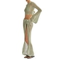 thumbnail image 3 of Women's Crochet Knit 2 Piece Skirt Sets Hollow Out Knitted Crop Top Long Beach Tie Wrap Skirt Set Beach Maxi Dresses, 3 of 5
