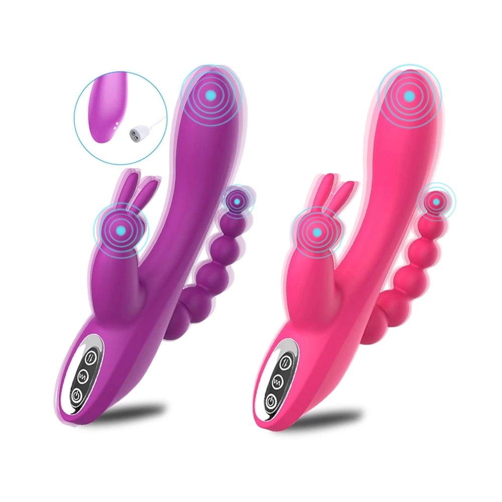 Sientice 3 in 1 G-Spot Rabbit Anal Dildo Vibrator Adult Sex Toys with 7 Vibrating Modes for Women Silicone Clitoris Vagina Stimulator Massager Sex Things for Solo or Couples(Rosered) image