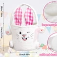thumbnail image 4 of 14.9in Easter Bunny Candy Bag Storage Basket – Large Fabric Gift Tote with Handles for Kids Treats, Egg Hunt, Party Favor Holder, Holiday Snack Organizer (Blue or Pink), 4 of 6