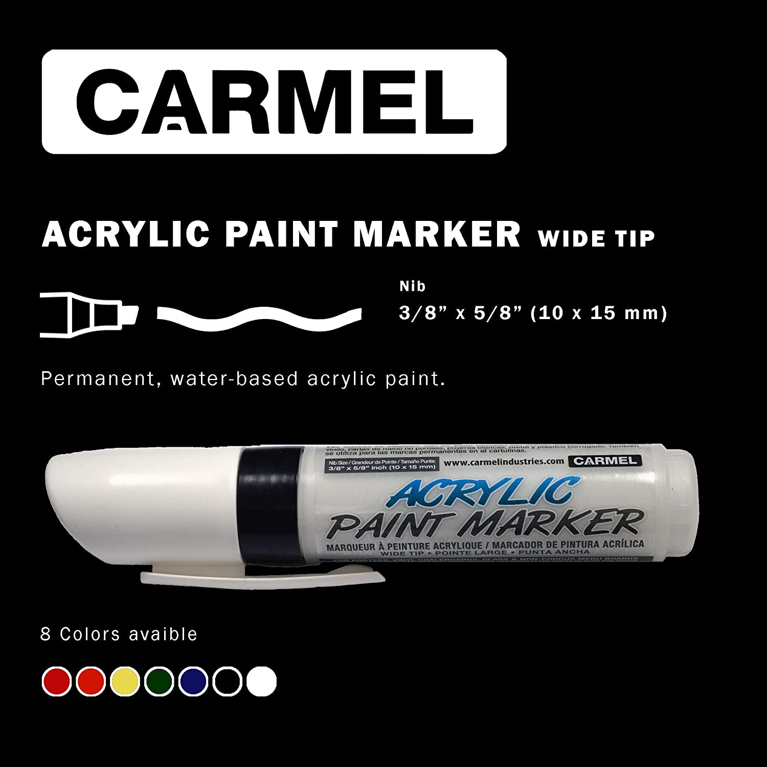 Carmel Acrylic Paint Marker Wide Tip, Permanent Waterbased Paint