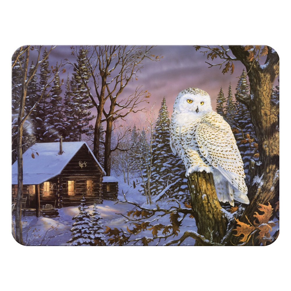 Tempered Glass Cutting Board, 12 by 16 Inches, White Owl